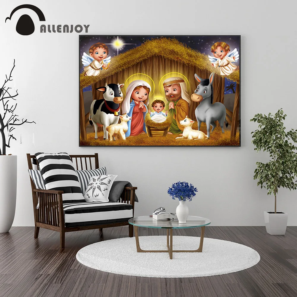 Allenjoy плакаты для новорожденных с углами корова овца Рождественская сцена