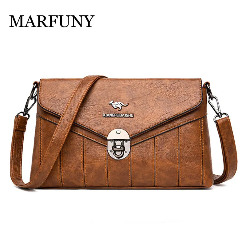 

2019 Women Leather Messenger Bags Small Crossbody Bags For Women Sac a Main Lock Shoulder Bag Female Envelope Bag Clutch Lady