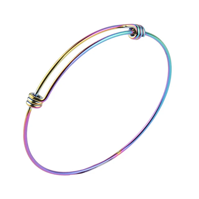 1,8 мм толщина нержавеющая сталь Золото Серебро камень кабель провода расширяющийся браслет DIY манжеты браслеты для изготовления ювелирных изделий 10 шт./лот - Окраска металла: rainbow