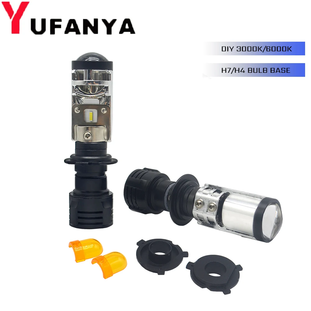 

mini H4/H7 LED projector lens LHD auto lamp 3000K/6000k DIY color easy installation h7 direct replacement car headlight Modify