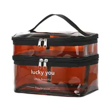 Simple and Transparent Double-layer Large-capacity Portable Toilet Box Waterproof Cosmetic Travel Storage Bag To Carry With You