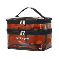 Simple and Transparent Double-layer Large-capacity Portable Toilet Box Waterproof Cosmetic Travel Storage Bag To Carry With You