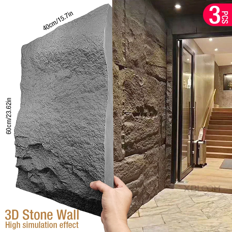 Panel de pared 3D con textura de piedra, decoración de corte de rombos,  papel tapiz mural de ladrillo de piedra, pegatina de pared impermeable,  caja de 60x40cm - AliExpress