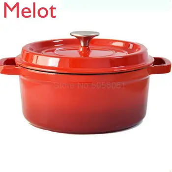 

With Thick Cast Iron Pan Manual Cast Iron Pan Soup Pot Stew Uncoated Titanium Soup Stewing Cooking Pot Induction Cooker