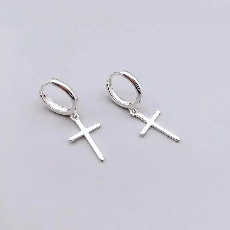 

Fashion Metal Cross Earrings for Women Simple Design Clip Earrings White Gold Color Female Wedding Jewelry Gifts Dropshipping