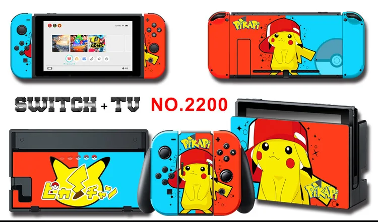 1set New Cute Anime Full Body Sticker for NS Switch Protective Cover Skin Colorful Art for Game Console Joy-Con Controller Decor