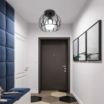 

Iron LED Ceiling Lights Modern Home Lighting Bedroom Corridor Cage Ceiling Lamp Suspension Luminaire 5W E27 Bulb Included
