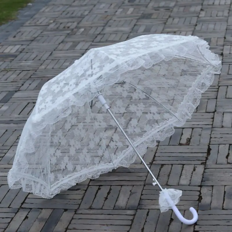 

White Lace Wedding Bridal Umbrella Ladies Costume Fancy Dress Accessory Shooting Props