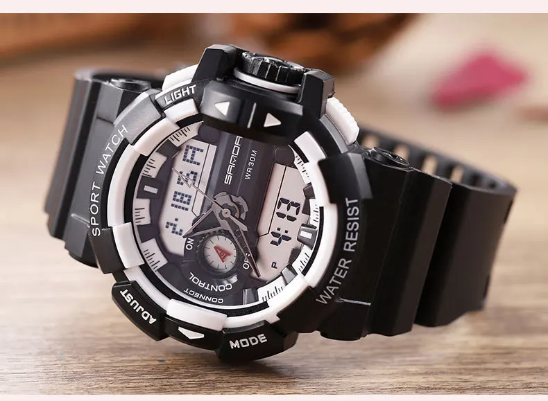 Sanda открытый Leger Mannen Horloges светодиодный Digitale Klok водонепроницаемый спортивный Многофункциональный ELE 24 uur Week Kalender Datum reloj hombre