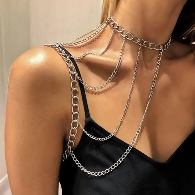 Overtræder slå Tæt Metal Body Chain Ladies Accessories Multilayer Fringed Shoulder  Necklace-Ladies Jewelry-Body Chain-