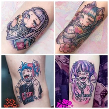Cartoon Beautiful Girl Temporary Tattoo Stickers Female Waterproof Cute Personality Flower Arm Art Fake Tattoos Dark Loli Tattoo