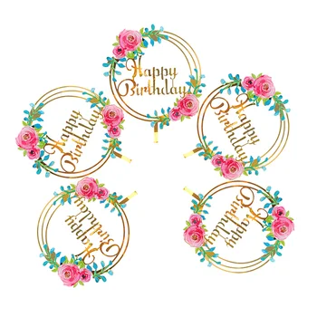 

5PCS Merry Christmas Cake Sign Topper Acrylic Cake Card Inserting Party Cake Decoration Xmas Plug-in Party Supplies