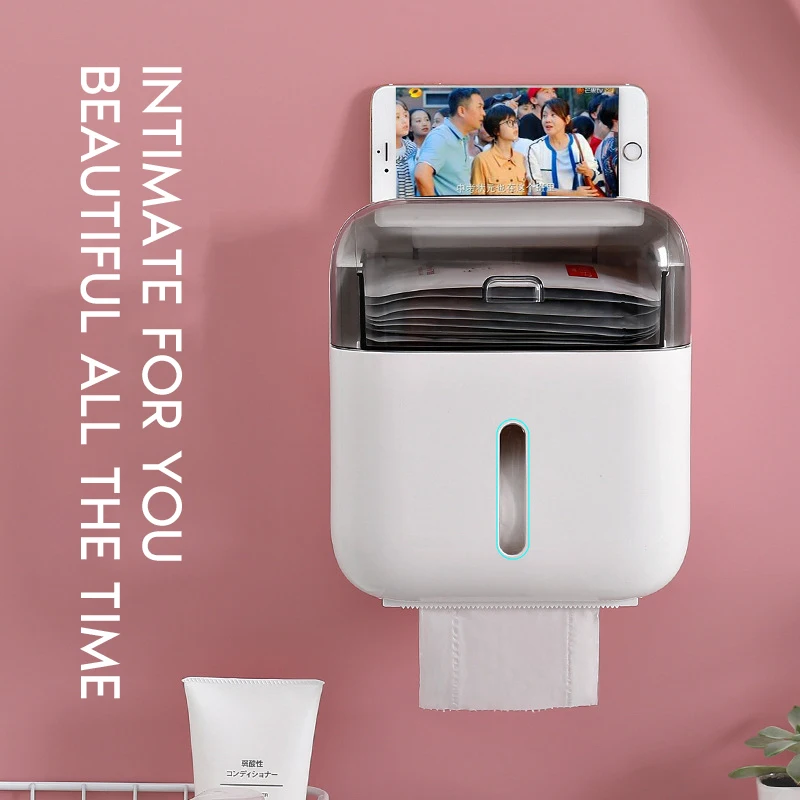 

Toilet Paper Holder White Bathroom Plastic Tissue Box For Toilet Paper Wall Mounted Storage Box Napkin Wc Waterproof Organizer