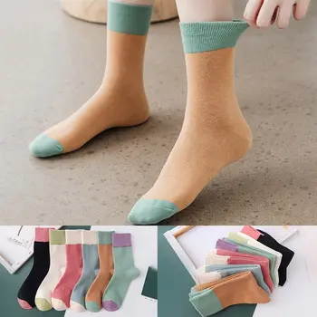 

1 Pair Women's Cotton socks Solid Color New Autumn Winter Korean-Style Macarons Candy-Colored Socks women