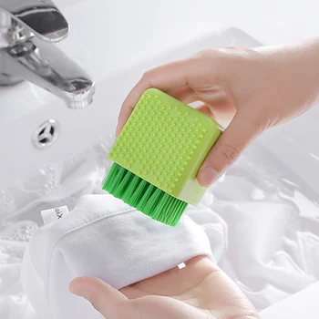 

Home Silicone Laundry Brush Cute Potted Shape Soft Bristle Clothes Bras Washing Brush Portable Dual-use Underwear Brush