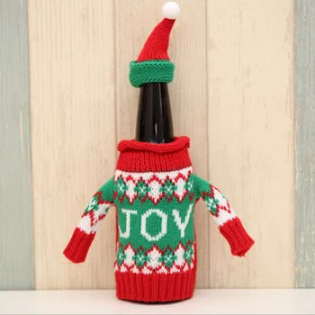 

Christmas Decoration High-grade Knitted Wine Beer Small Sweater Snowman Elk Shape Bottle Suits Christmas Party Decoration