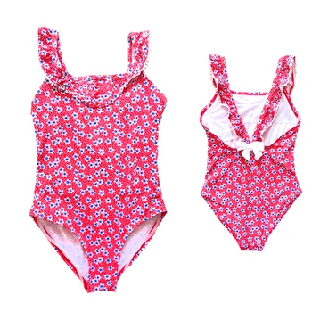 

Girls' One-Piece Floral Swimsuit 2019 Children Girls Beach Sport Halter Swimwear Bathing Suits Kids Girls Bowknot Swimsuit Set