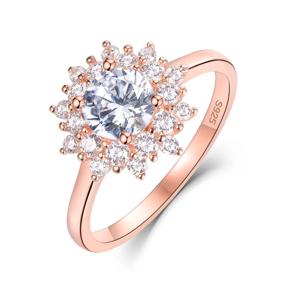 Kuolit кольца с муассанитом для женщин 925 Твердое Серебро розовое золото кольцо 0.7ct D Цвет VVS1 Муассанит алмаз ювелирные изделия
