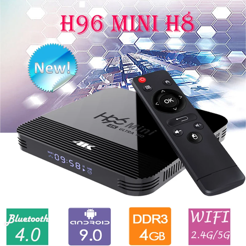 Android H96 мини H8 RK3228A Смарт ТВ-приставка 4k H.265 Поддержка WiFi 2 4G/5G youtube Netflix smart ТВ