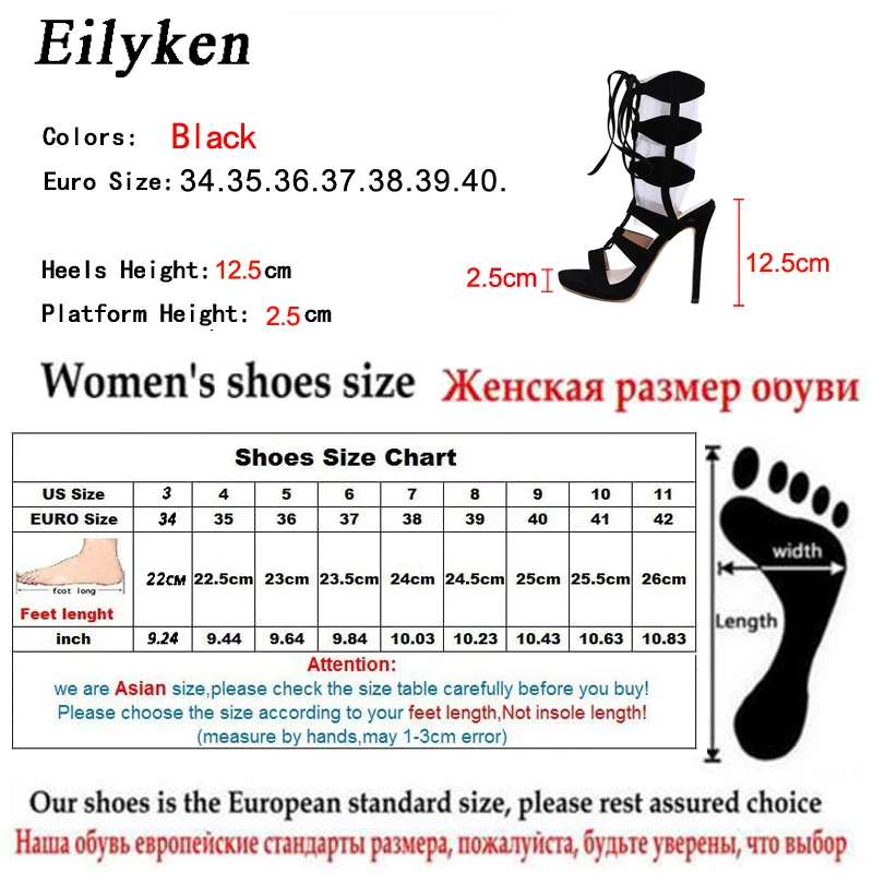Eilyken/Новые сандалии-гладиаторы с перекрестной шнуровкой пикантные Клубные Босоножки с открытым носком на платформе женские осенние вечерние туфли на высоком каблуке 12,5 см