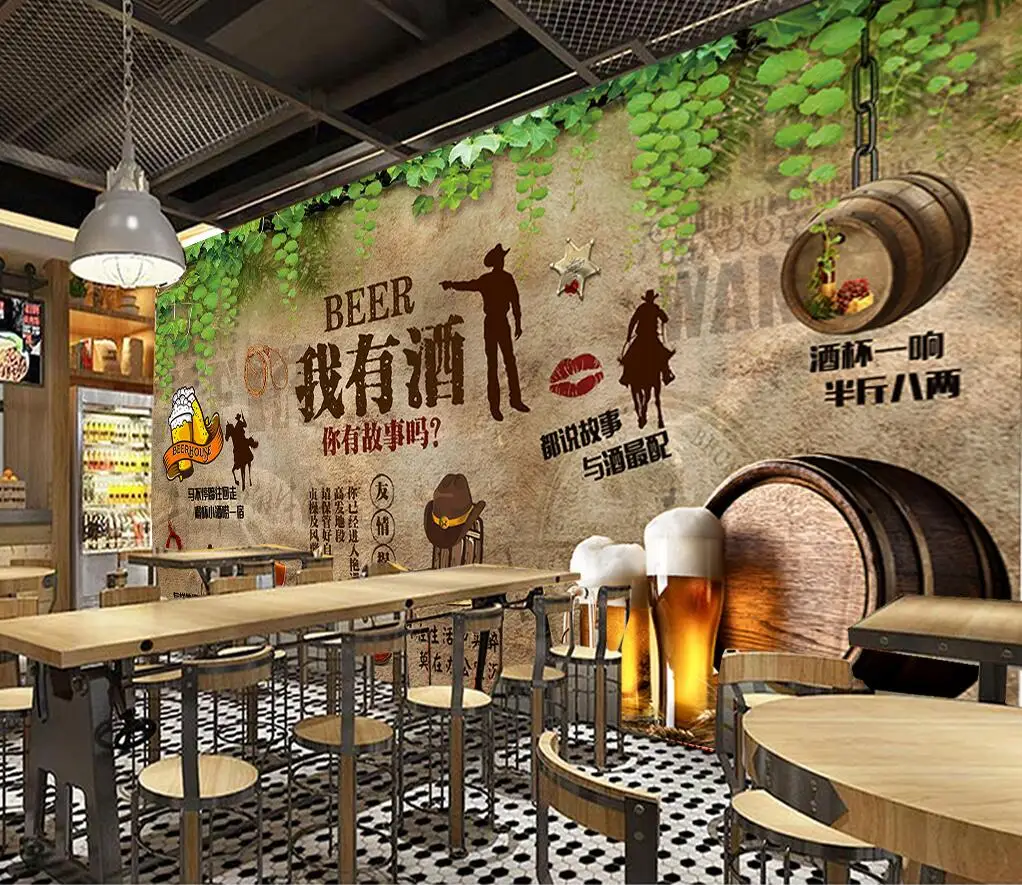 beibehang papel de parede personalizado moderno novo retro tijolo cerveja bar restaurante fundo decoração