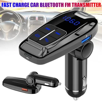 

FM Transmitter Bluetooth 5.0 Handsfree Car Kit TF U Disk MP3 Player 18W Type C PD 3.0 USB Fast Charger B88