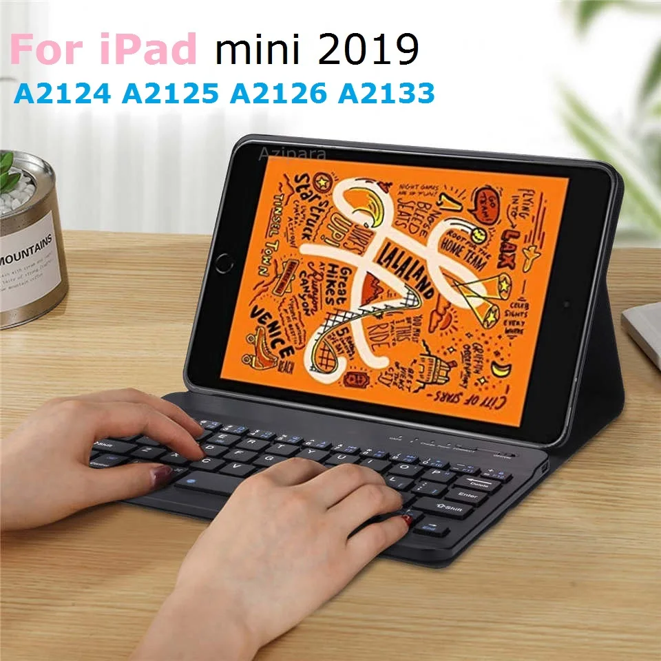 Capa de Teclado Fino para Ipad Mini 52023 Case A2133 A2124 Idioma Russo e Espanhol