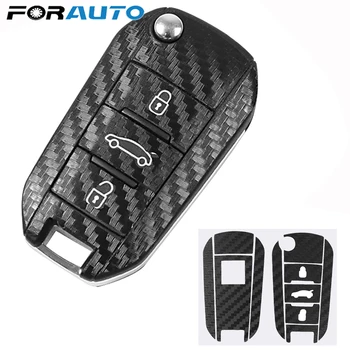

FORAUTO Car Key Sticker Protective Cover Sticker For Peugeot 508 3008 301 2008 Carbon Fiber Car-styling Car Key Decoration