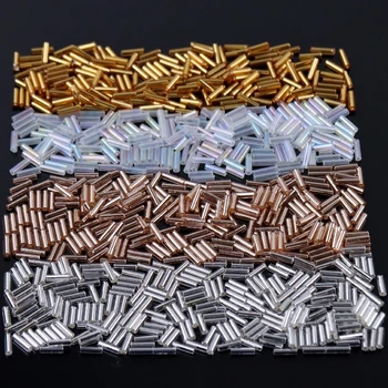 

12/0 Multi Size Czech Spacer Glass Tube Bugles Beads For Necklace Bracelets Gold Silver Loose Beads DIY Jewelry Making 10g