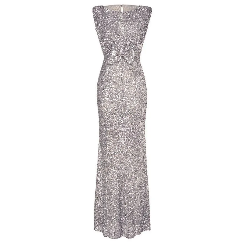 Vestidos Dresses women's Flash Sequin Sleeveless Backless Long Dress Silver/gold/pink Solid Plain Party J26 | Женская одежда