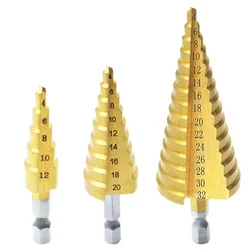 Foret étagé HSS à rainure droite revêtue de titane, coupe trou en bois et métal, outil de perçage de noyau de foret de 4 12mm/4 20mm 1 pièce 