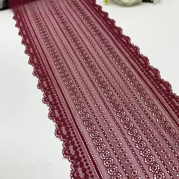 

3y/lot Width 21cm Stretch Lace Trims Burgundy For Clothing Accessories Dress Sewing Applique Costume Lace Fabrics Bra Lingerie