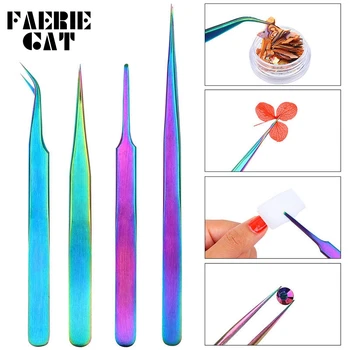 

1pc New Anti-static Chameleon Stainless Steel Tweezers Nail Art Rhinestone Gem Picker Eyelash Tweezer DIY Hand Clip Makeup Tool