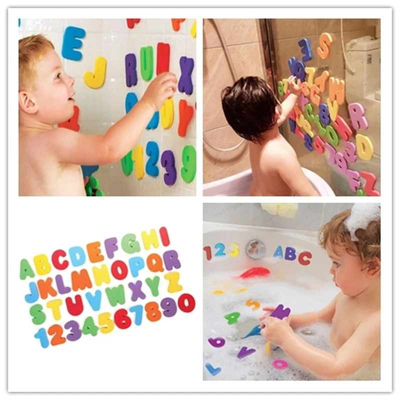 36 pièces/ensemble Animal alphanumérique lettre numérique jouets de bain EVA enfants mousse bébé salle de bain eau jouets éducatifs jouet d'aspiration