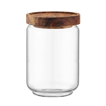 

700 ML Wood Lid Glass Airtight Canister Kitchen Storage Bottles Jars Food Container Grains Tea Coffee Beans Grains Jar