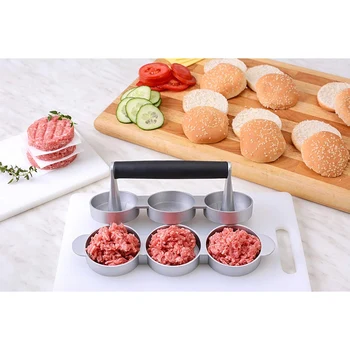 

Three-hole Hamburger Meat Mold Press DIY Hamburger Meat Non-stick Stuffing Making Kitchen Mould Tools with Baking Paper Liners