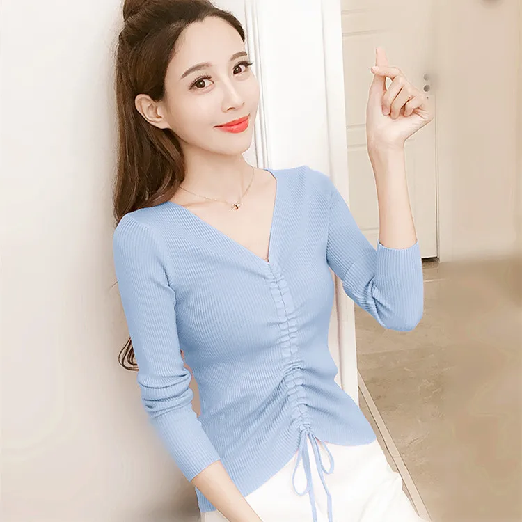 Autumn Korean Pullover black Sweater Femme White Sweaters Ladies Sexy V Neck pink Knitwear Sweater Pull Femme Nouveaute 2019 Autumn Korean Pullover black Sweater Femme White Sweaters Ladies Sexy V Neck pink Knitwear Sweater Pull Femme Nouveaute 2019