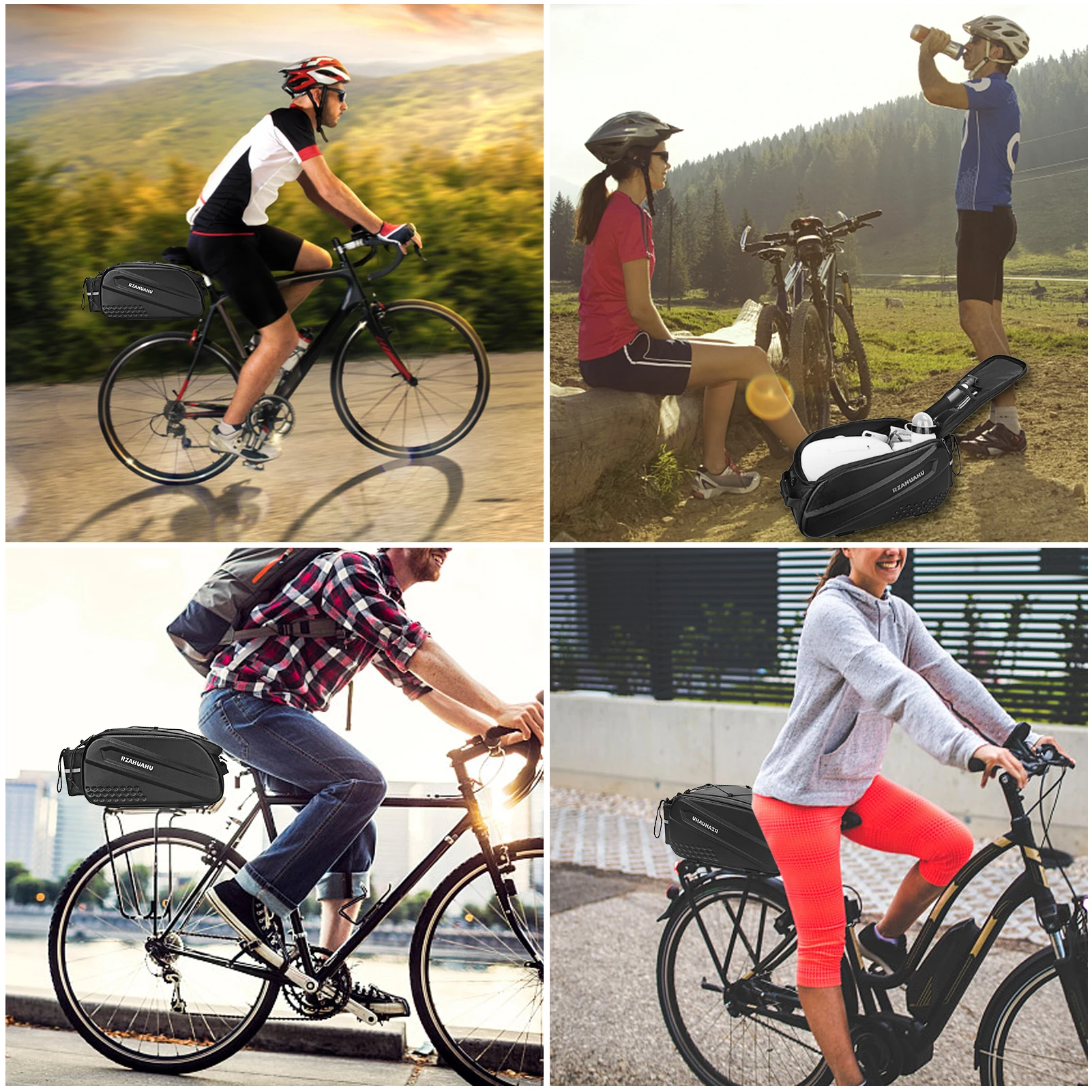 Sac De Selle Arrière Vélo 10L – Multifonction, étanche, Bandoulière – Noir – Neuf