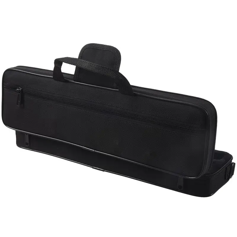 Nylon Padded Flute Bag Carry Case Cover Shoulder Strap 39x7x11cm Black