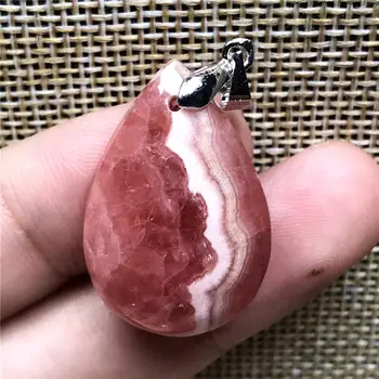 

Top Natural Red Rhodochrosite Necklace Pendant For Woman Man Crystal 27x18x8mm Beads Argentina Water Drop Gemstone Jewelry AAAAA