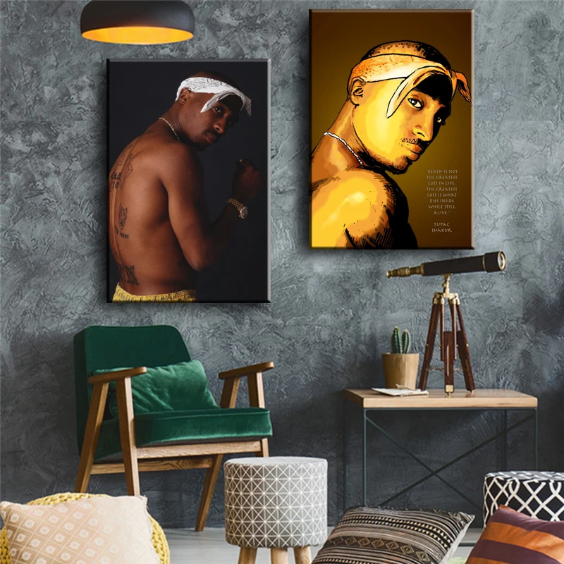 Хип хоп рэп певец рисунок Картина на холсте Тупак Шакур 2PAC настенный художественный плакат печать настенные