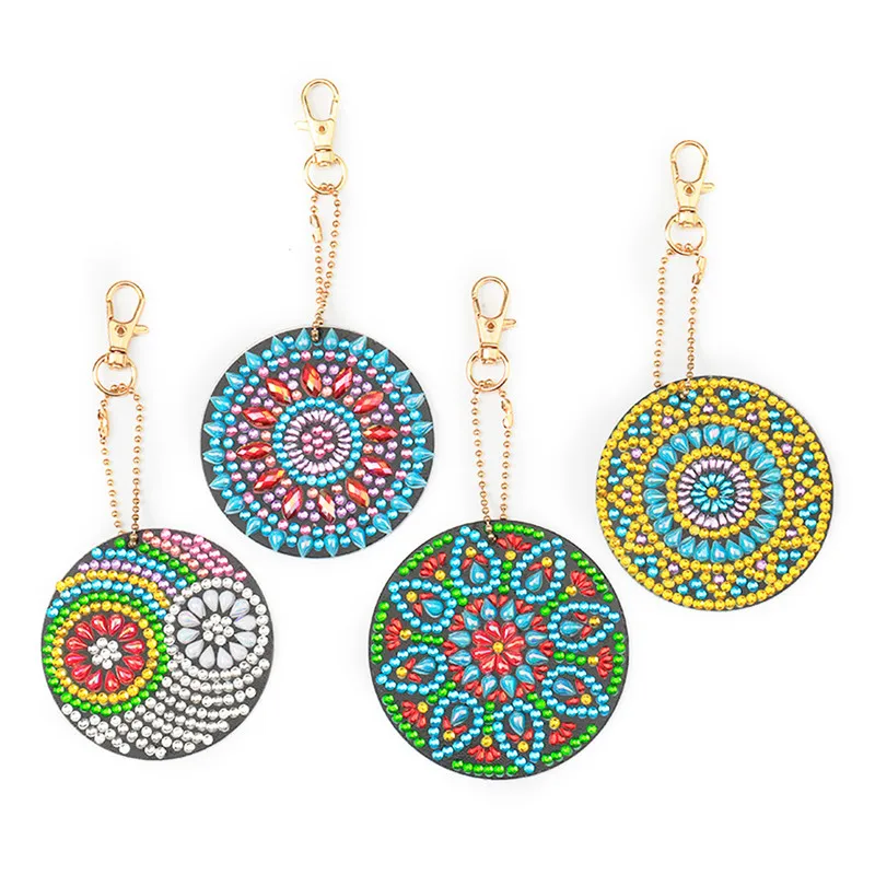 4PCS Diamond Painting Cross Stitch Datura flowers DIY Toy Diamond Painting KeyRing Key Chain Gift Educational toy hand-made