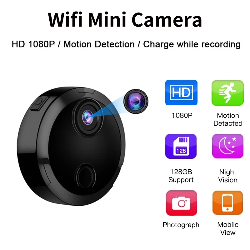 IP-камера HD 1080P Компактная Беспроводная с функцией ночного видения и Wi-Fi |
