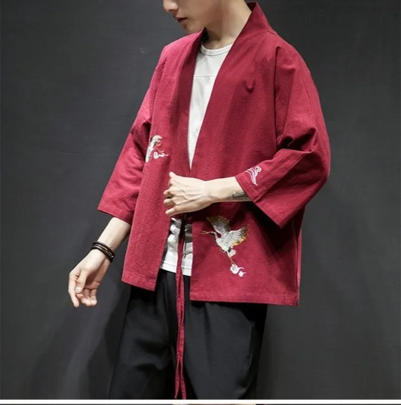 Японский кардиган с драконом мужская Свободная блузка Aodai японское кимоно
