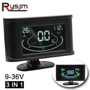 

12V / 24V 3 In 1 LCD Digital water temp gauge voltmeter oil pressure gauge water temperature sensor 10mm panel instrumentation