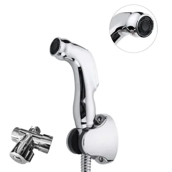 

Polished Chrome T-adapter Water Saving Hand Held Durable Sliver Shower Sprayer 7/8" Portable Bath Shower Head Kit Bidet Sprayer