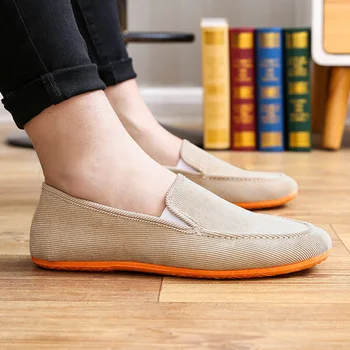 

Canvas Shoes for Men Breathable Light Men Doudou Loafers Big 44 Fashion Casual Flat Shoes A Pedal Driving Shoes 44 Running Shoes