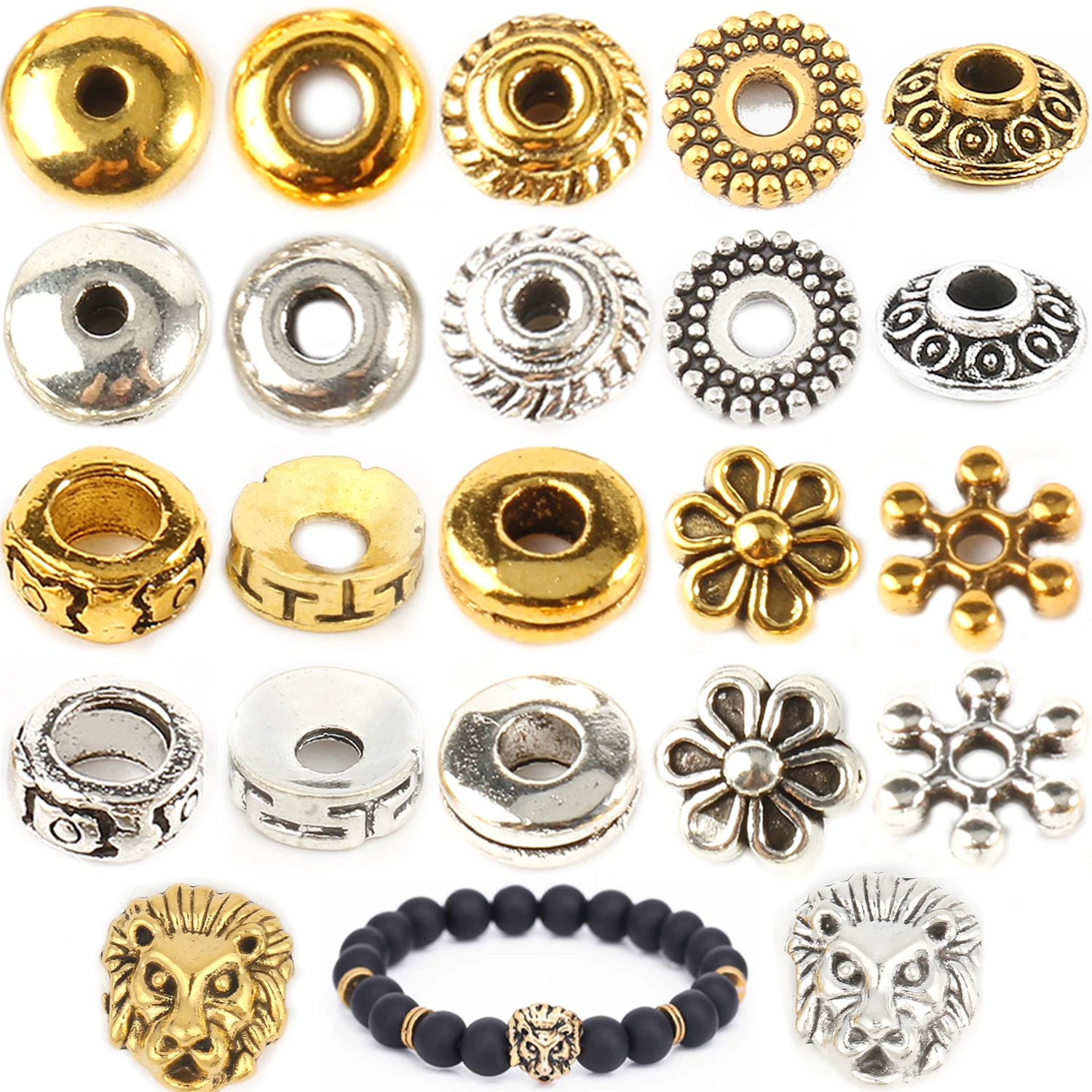 Abalorios de Metal para fabricación de joyas, cuentas espaciadoras sueltas Color dorado, plateado antiguo, Rondelle, accesorios para - AliExpress