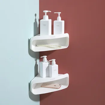 

Bathroom Tripod Hole-Free Storage Organizer Paste Wall-Mounted Wash Corner Drain Rack Bathroom Storage Rack Organizer Shelves