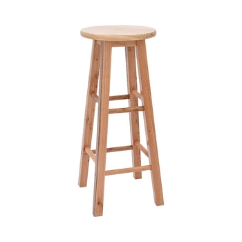 

Solid wood bar stool high chair home dining round color ladder retro front